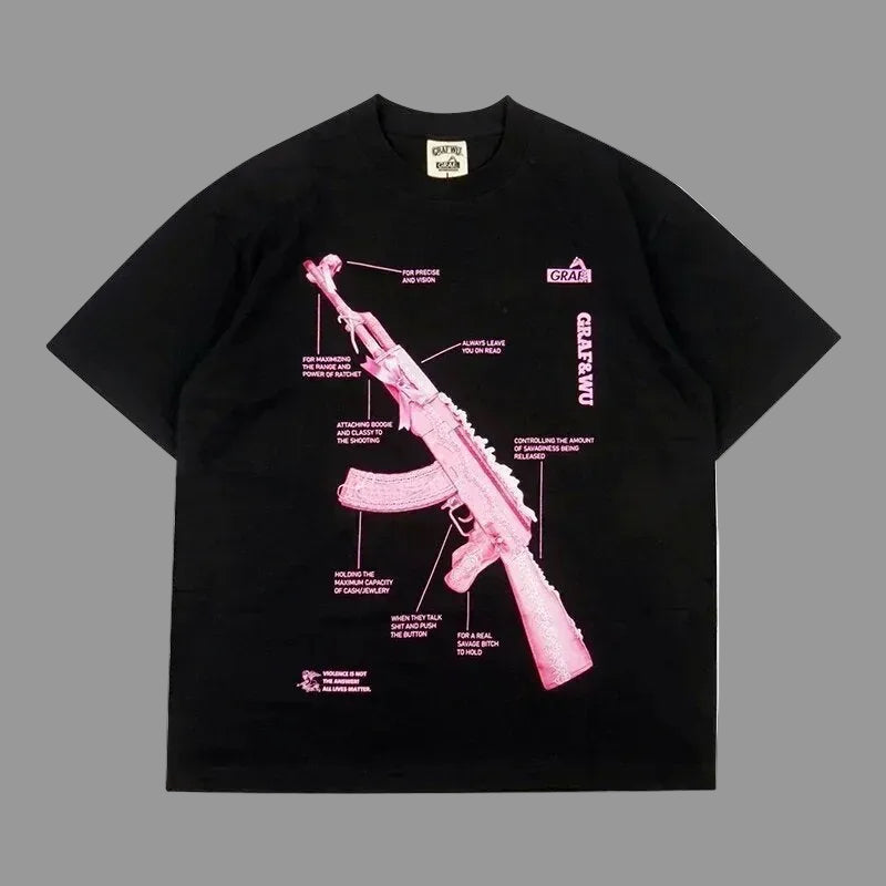 Oversized Skull Print Cotton T-Shirt
