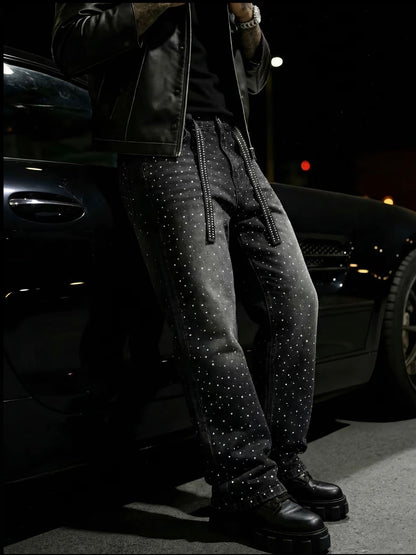 Rhinestone Embellished Denim Jeans with Matching Belt
