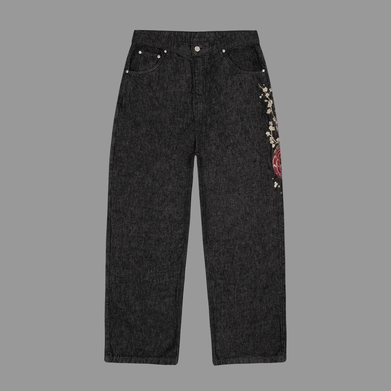 Embroidery Dragon Denim Pants