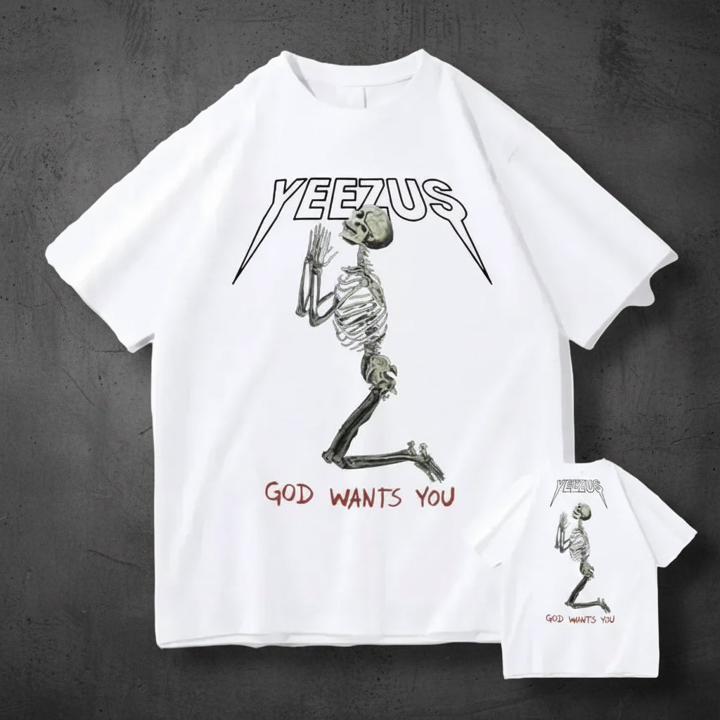 Oversized Skull Print Cotton T-Shirt